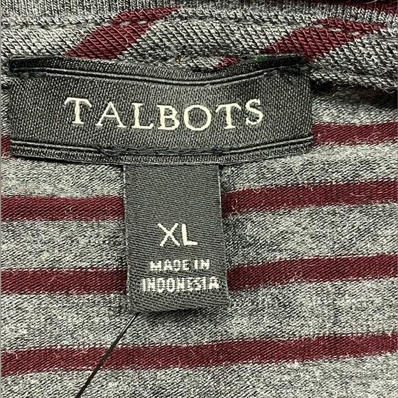 NWT Talbots Gray and Wine Striped Long Sleeve Tee Top, XL - Picture 2 of 6